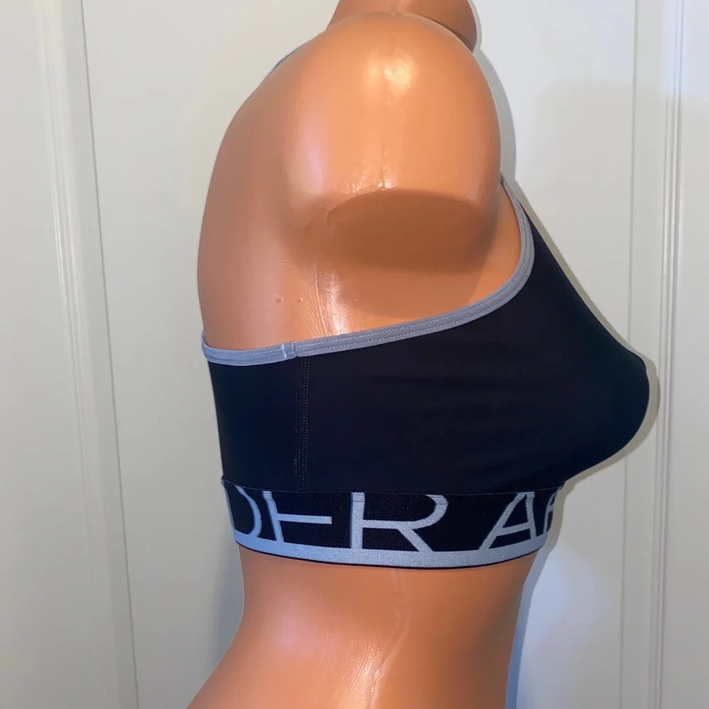 UA UNDER ARMOUR Sports Bra S Small Gray Black Racer Back EUC $45